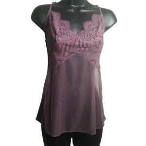 Victoria Secret Women's Deep Pink Lace Mesh Babydoll  Fairy Cami Sz XS